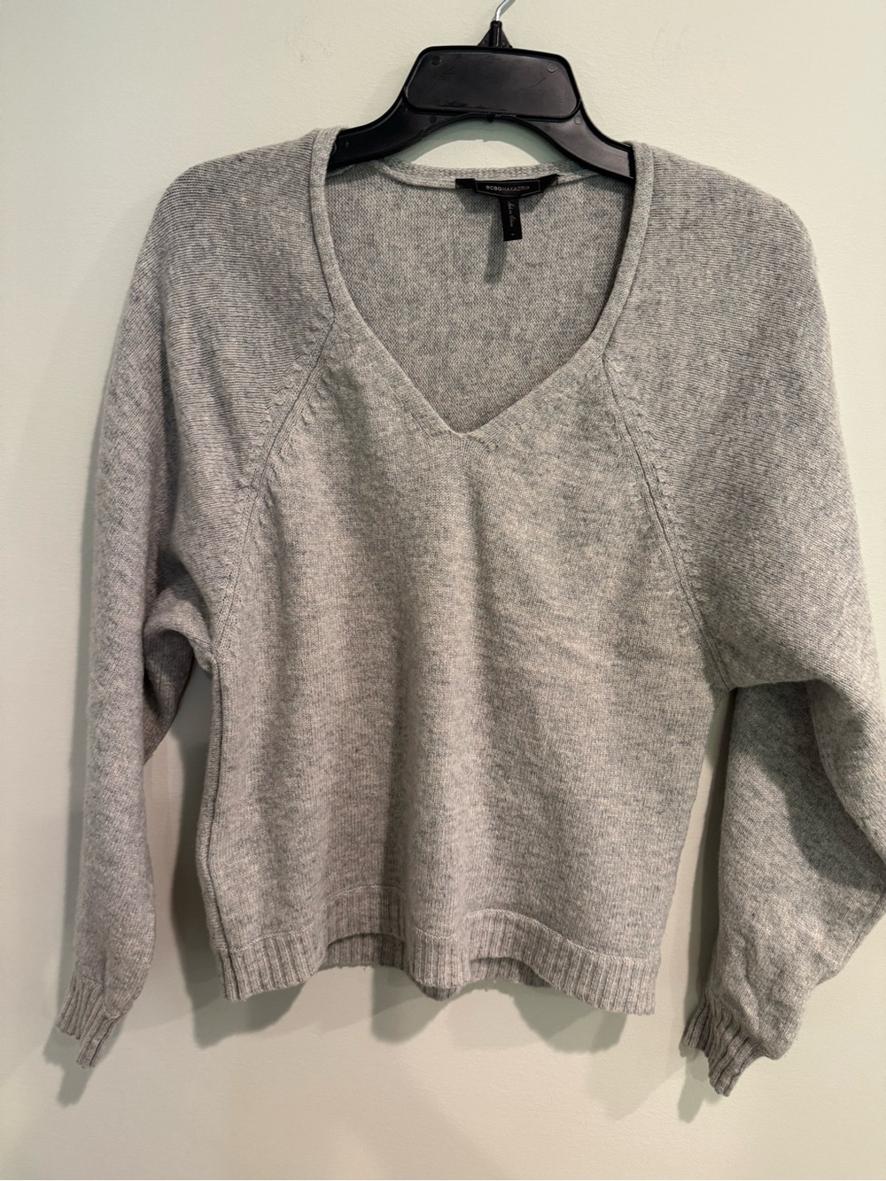 BCBG MaxAzria Light Gray V-Neck Women's Sweater